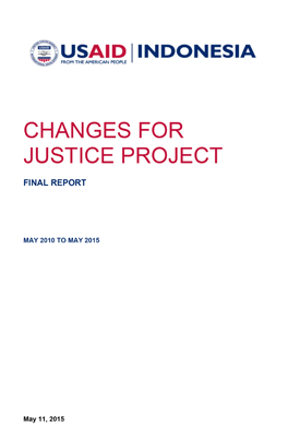 The front page of the final report with the words "Changes for Justice Project."